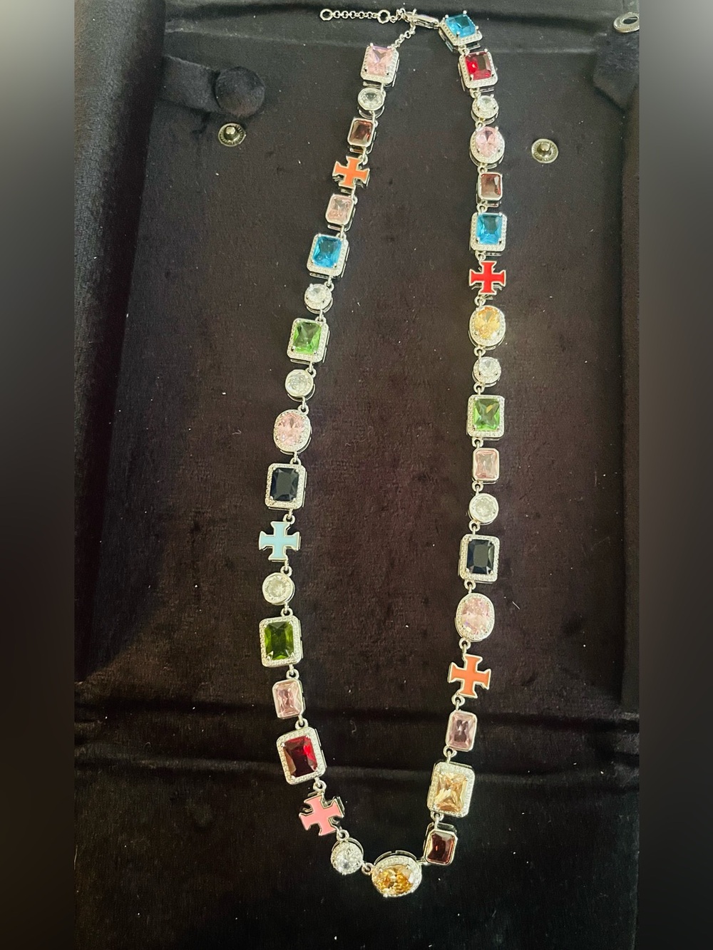 ⚜️Hip Hop “Bright” Silver Gemstone Adjustable 20-22” Necklace